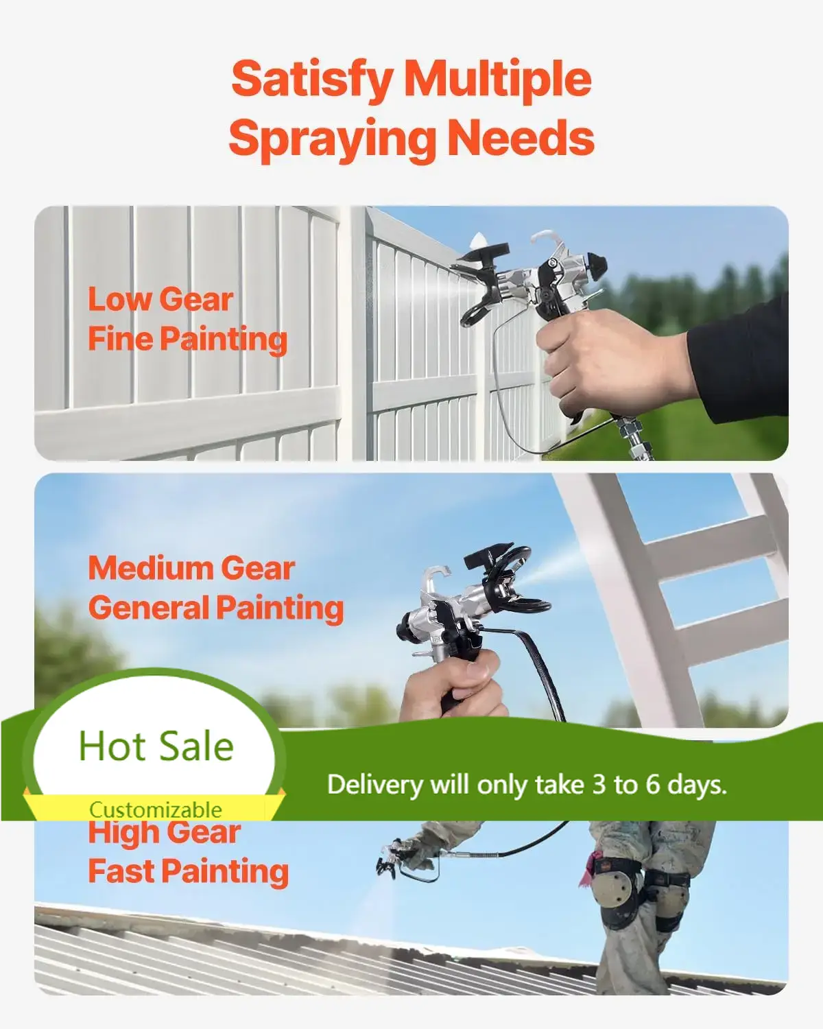Airless Paint Sprayer 3000Psi - 750Wスタンド型エアレスペイントスプレーヤー、3000PSI高効率電動、均一で精密な塗装効果