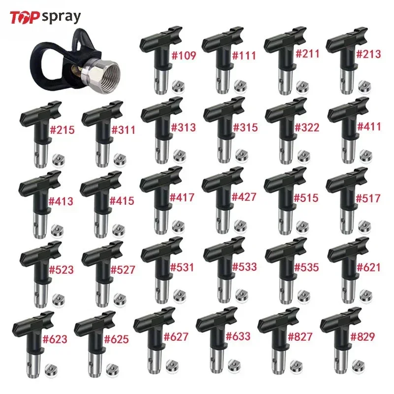 Paint Sprayer Nozzle Kit - トップスプレー-ブラックエアレスノズルスプレー、スプレーチップ、エアレスペイントスプレースプレー用リバーシブルチップ、427、527、413、623、627、827、829、625