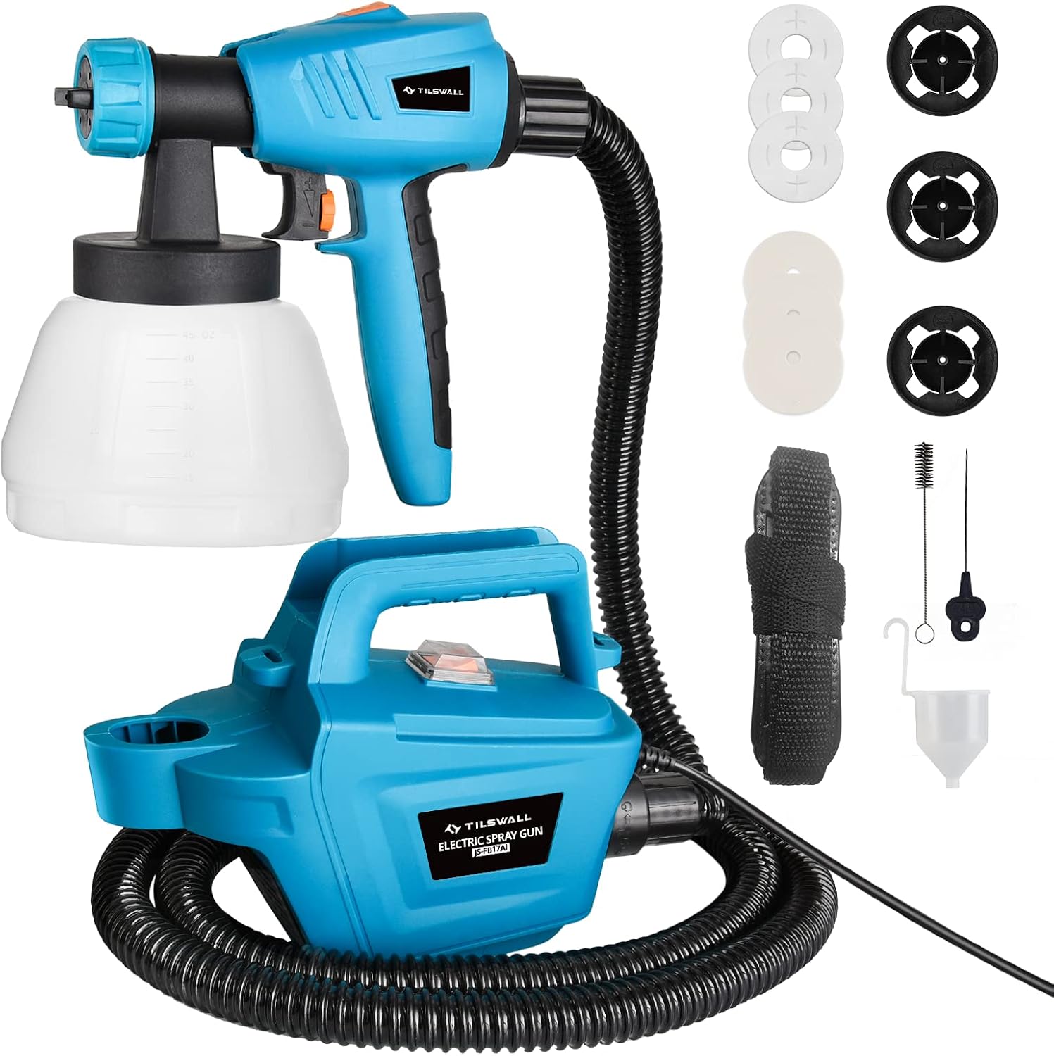Electric Paint Sprayer 800W - 800W HVLP電動塗装機 1200ML 最小25Mエアホース 1300ML着脱式コンテナ 3種類のノズルサイズ