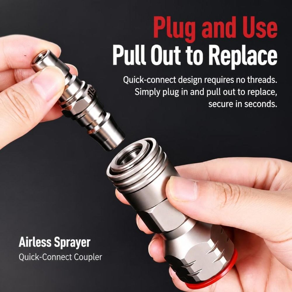 Paint Sprayer Nozzle Kit - クイックコネクト式エアレス塗装スプレーノズル、ステンレス製、直接噴射式、防飛散設計、加圧供給式