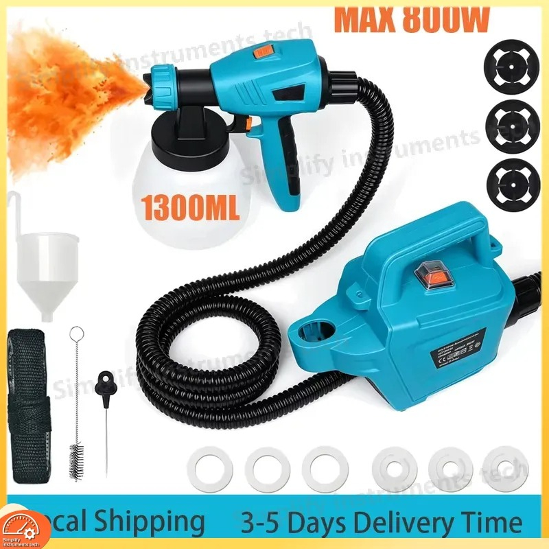 Paint Sprayer For Fence Deck - 800W HVLPペイントスプレーヤー、1300ml着脱式タンク、3つのノズル、3種類のスプレーパターン、フェンス、小屋、デッキ、庭用