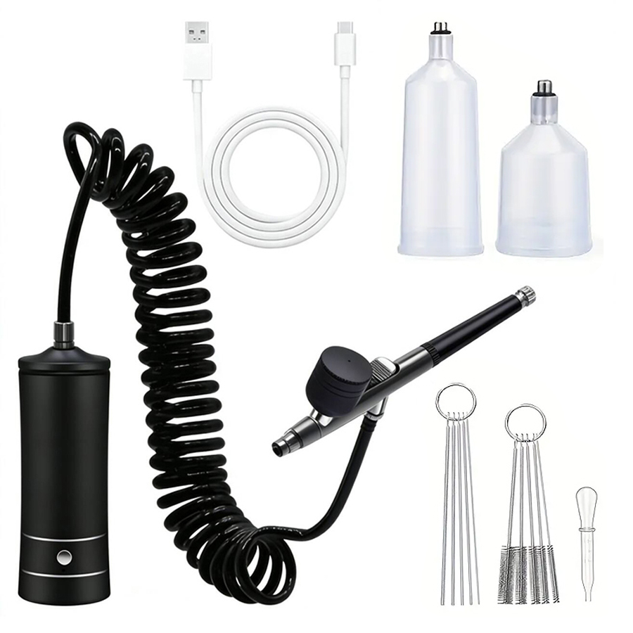 Spray Gun Air Compressor Kit - ポータブルエアブラシキット、コンプレッサー付き、エアブラシの洗浄、塗装、ネイルアート、モデル塗装、メイクアップ用
