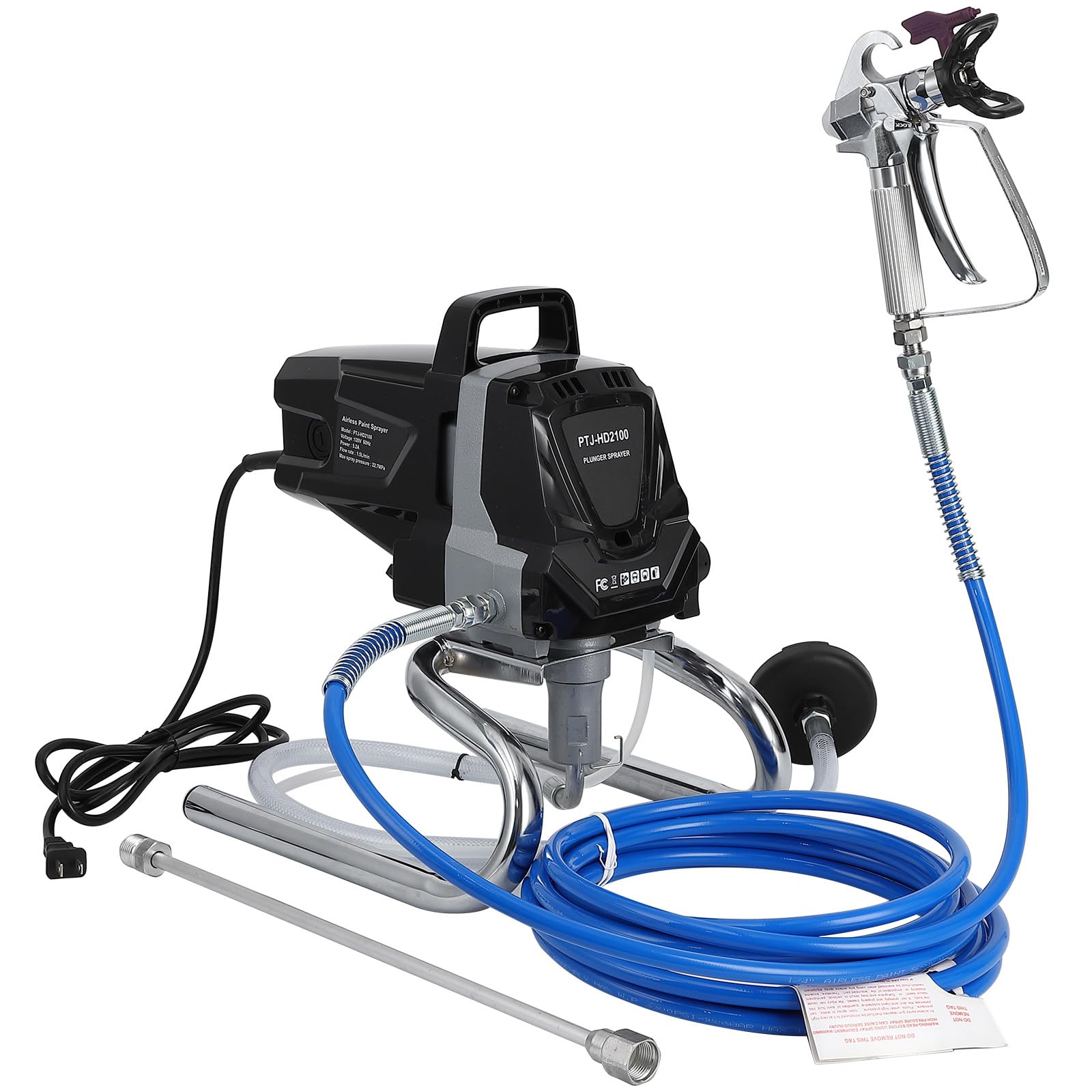 Airless Paint Sprayer 3000Psi - 1010W高効率エアレスペイントスプレーヤー – 3000PSI電動スプレーヤー、20インチ延長ロッド付き – オーバースプレーが少ない、希釈液不要 –