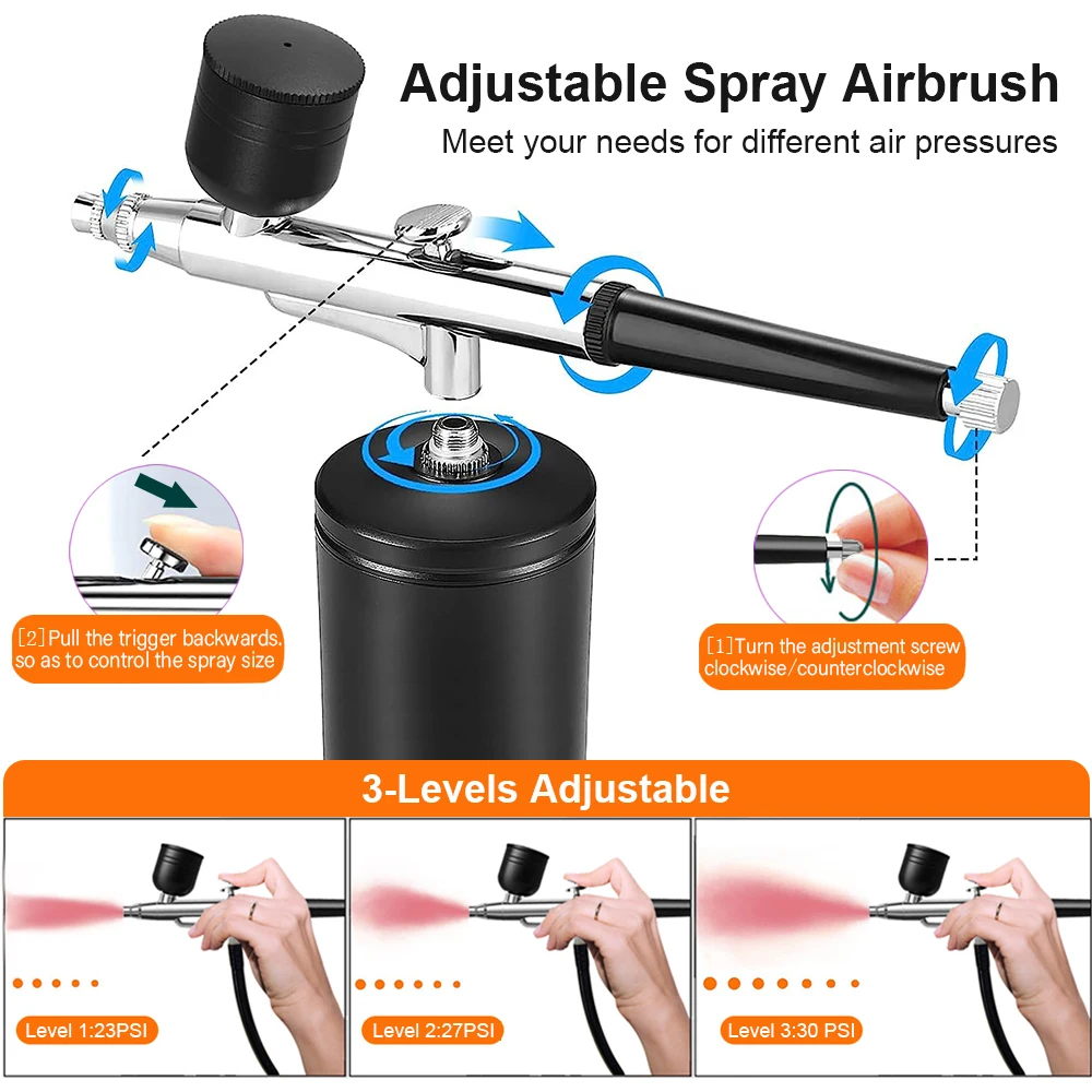 コンプレッサー付きポータブルエアブラシセット、USB充電、0 - Airbrush Kit Compressor のレビューと価格