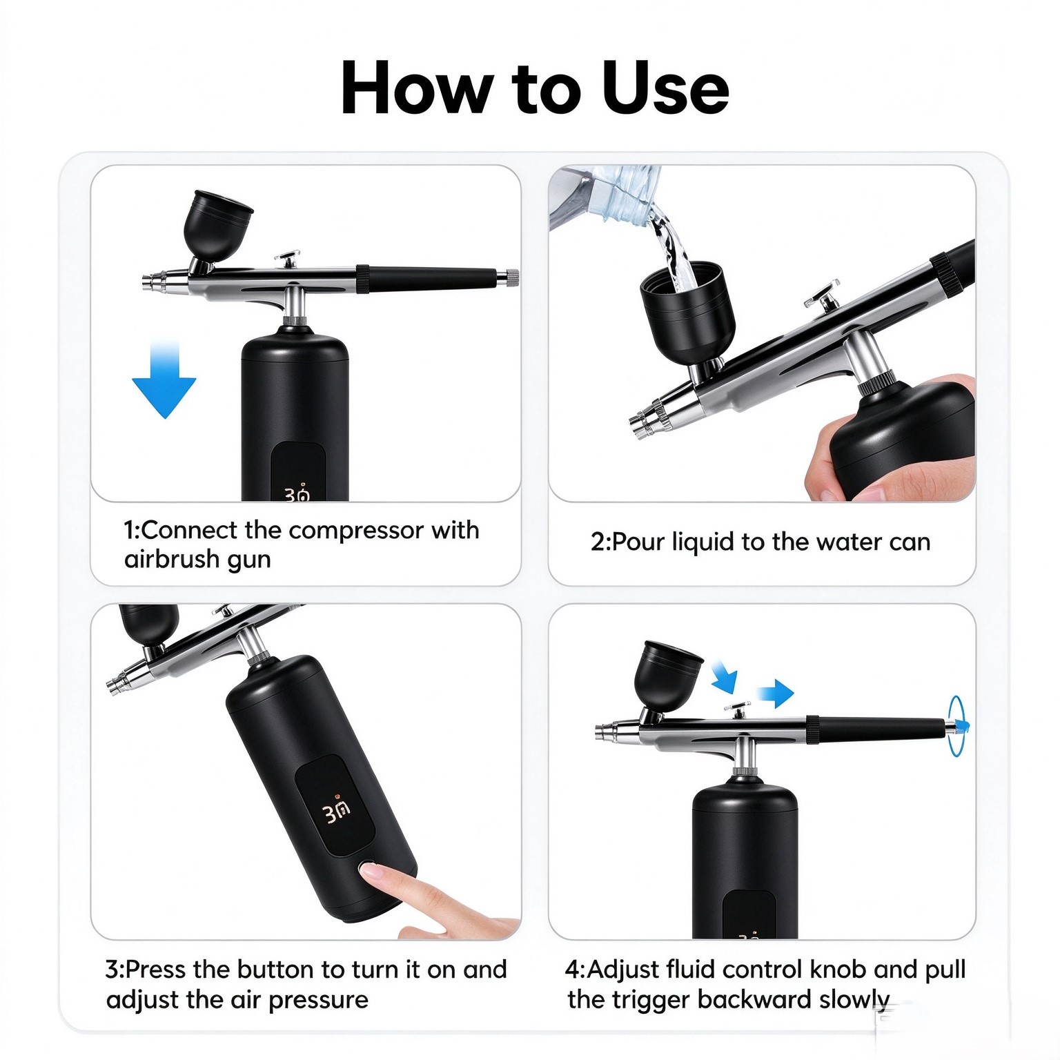 エアブラシネイル用コンプレッサー、ポータブルエアブラシネイル - Airbrush Kit Compressor のレビューと価格