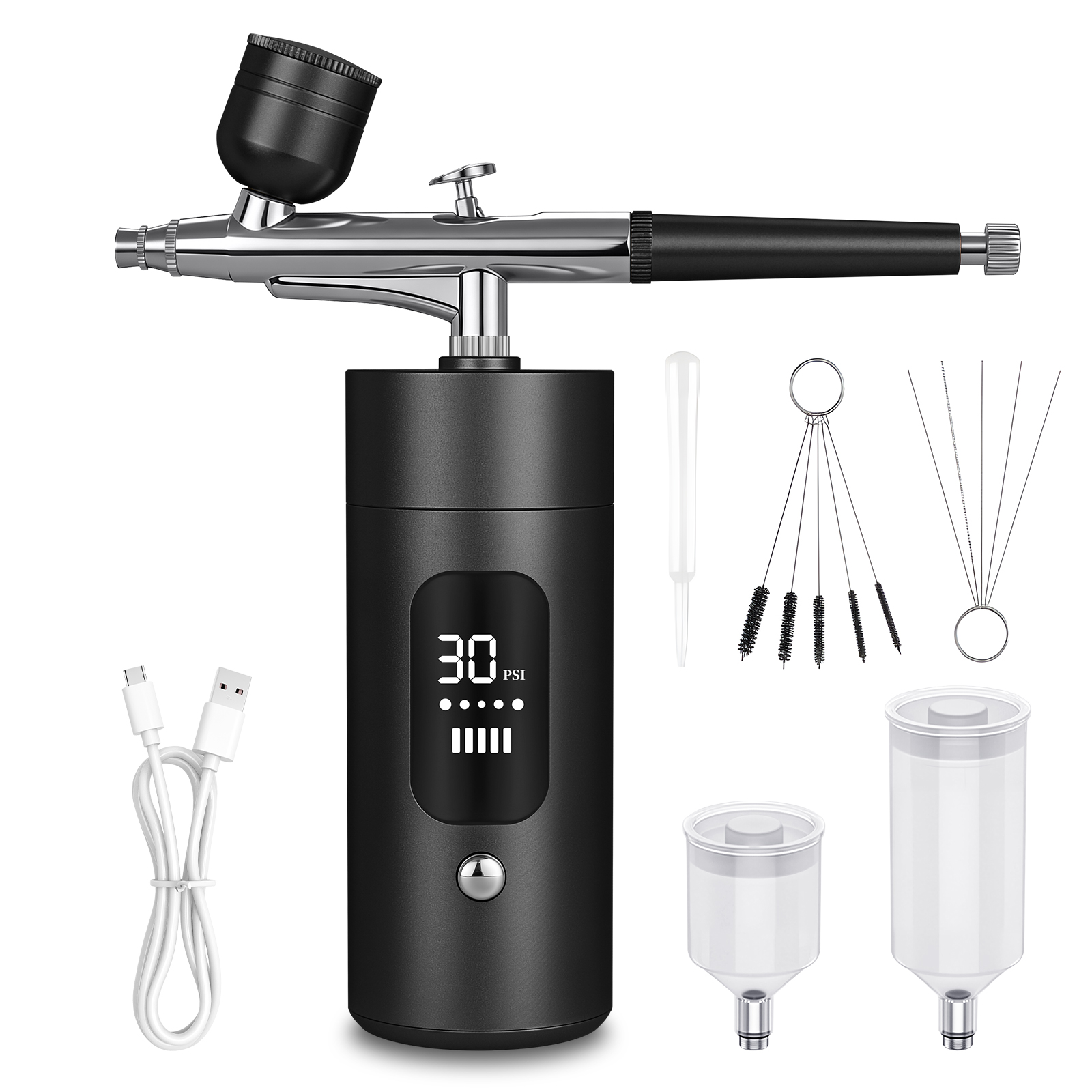 ネイルガンセット：30 PSI LCDスクリーン付きネイルガ - Airbrush Kit Compressor のレビューと価格