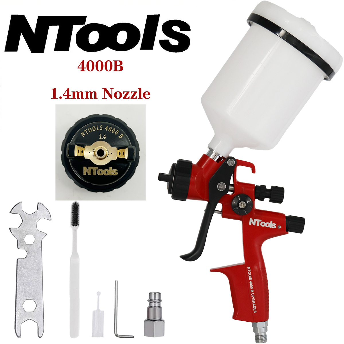 NTOOLS 4000B 1.3口径と1.4口径を選択可能な - Hvlp Spray Gun Gravity Feed のレビューと価格