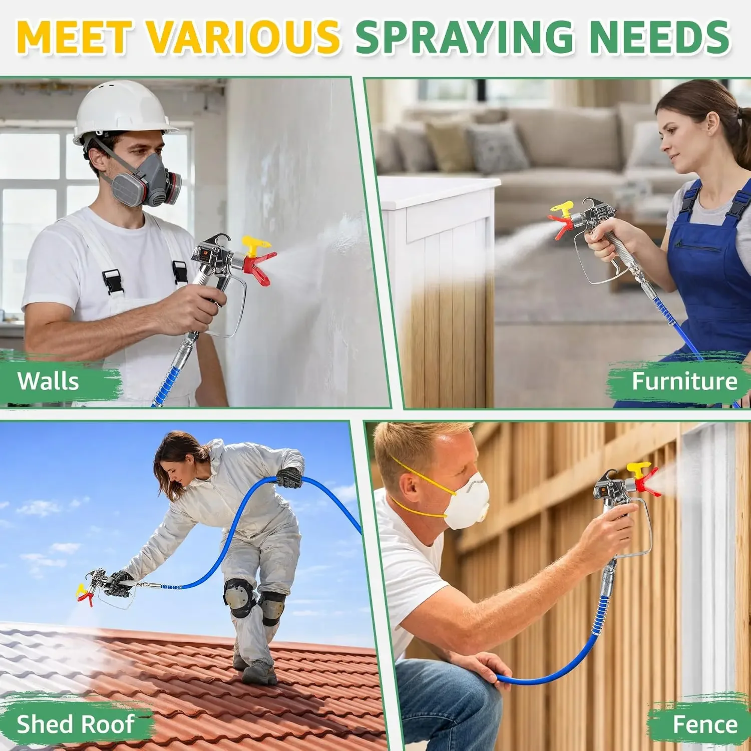米国発送 750W エアレスペイントスプレーヤー 1台 |  - Airless Paint Sprayer 3000Psi のレビューと価格