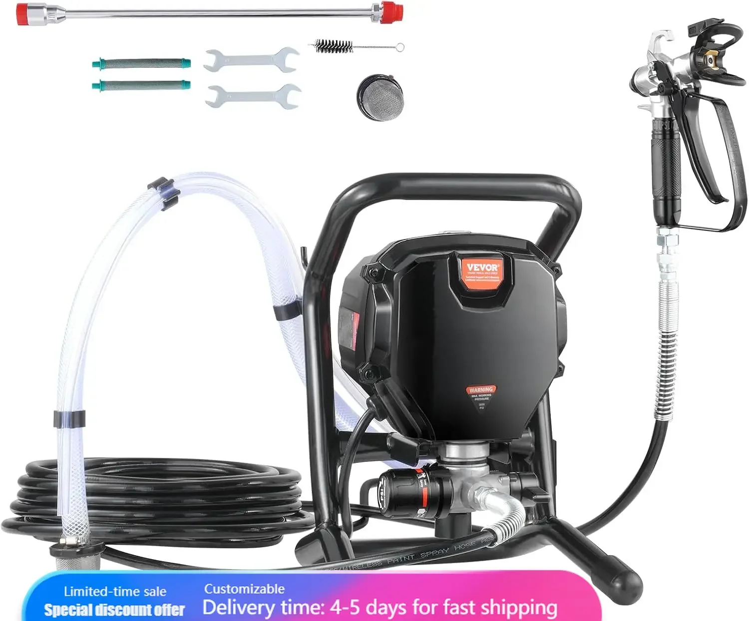 750Wスタンド型エアレスペイントスプレーヤー、3000PS - Airless Paint Sprayer 3000Psi のレビューと価格