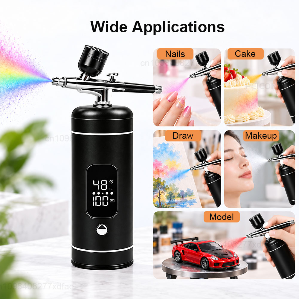 コードレスエアブラシコンプレッサーキット。デジタル表示機能付 - Spray Gun Air Compressor Kit のレビューと価格