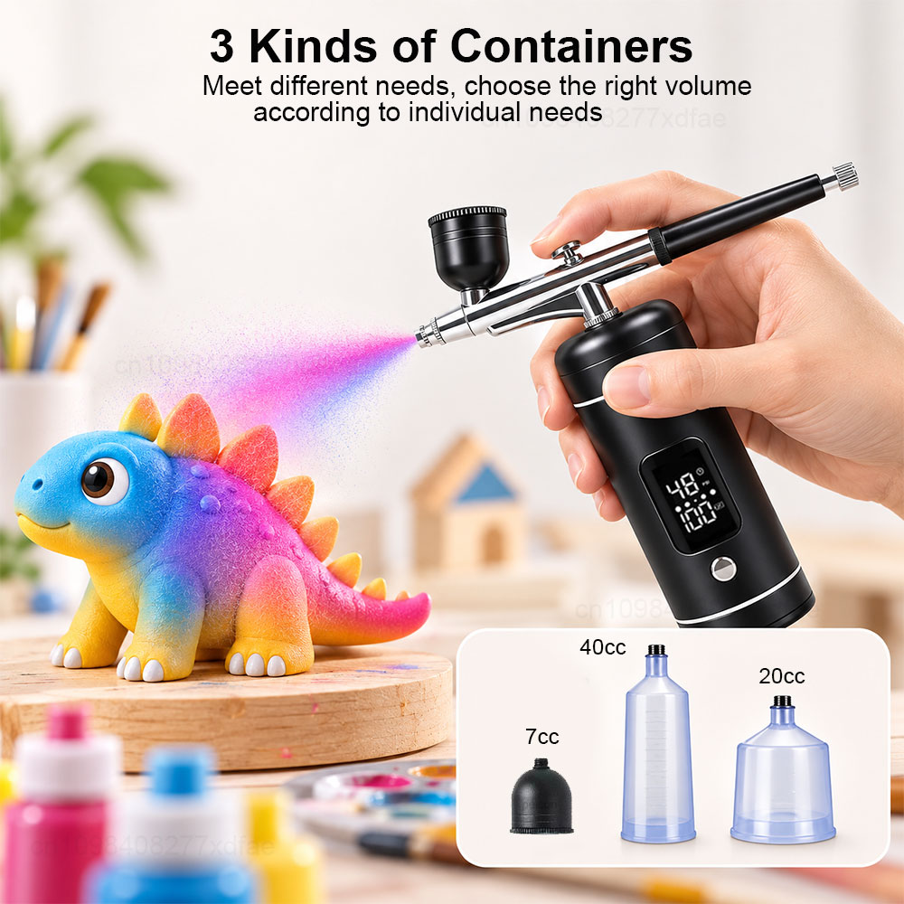コードレスエアブラシコンプレッサーキット。デジタル表示機能付 - Spray Gun Air Compressor Kit のレビューと価格