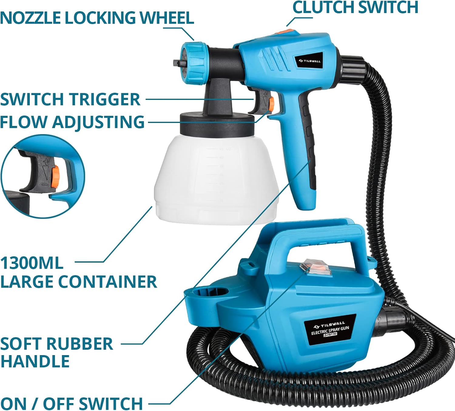 800W HVLP電動塗装機 1200ML 最小25Mエアホ - Electric Paint Sprayer 800W のレビューと価格