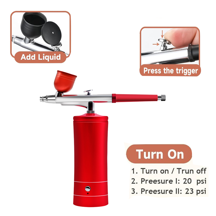 コンプレッサー付きエアブラシキット、0.3mmチップ付きハン - Spray Gun Air Compressor Kit のレビューと価格