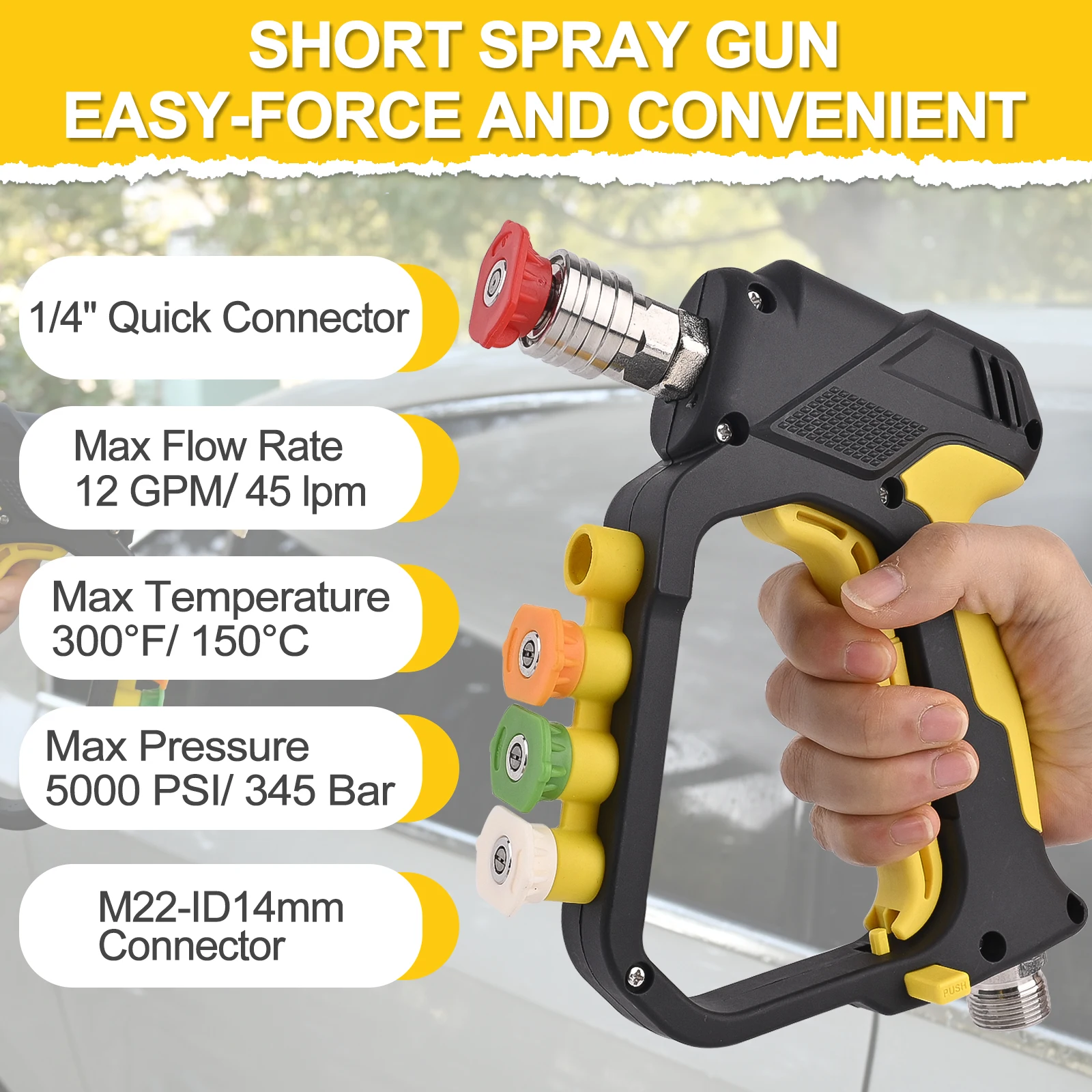 高圧洗浄機用ショートスプレーガン。最大5000PSI。吸込口 - Airless Paint Sprayer 3000Psi のレビューと価格
