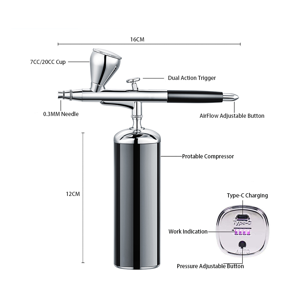 ミニエアブラシキット,コードレスエアブラシ,化粧ペンガン,電 - Spray Gun Air Compressor Kit のレビューと価格