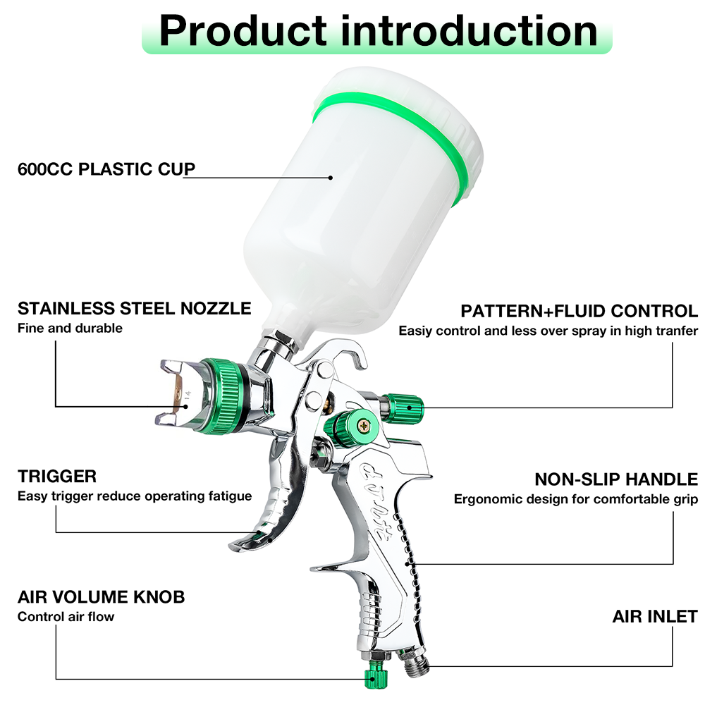 プロフェッショナル HVLP スプレーガン 1.4 ミリメー - Hvlp Spray Gun Gravity Feed のレビューと価格