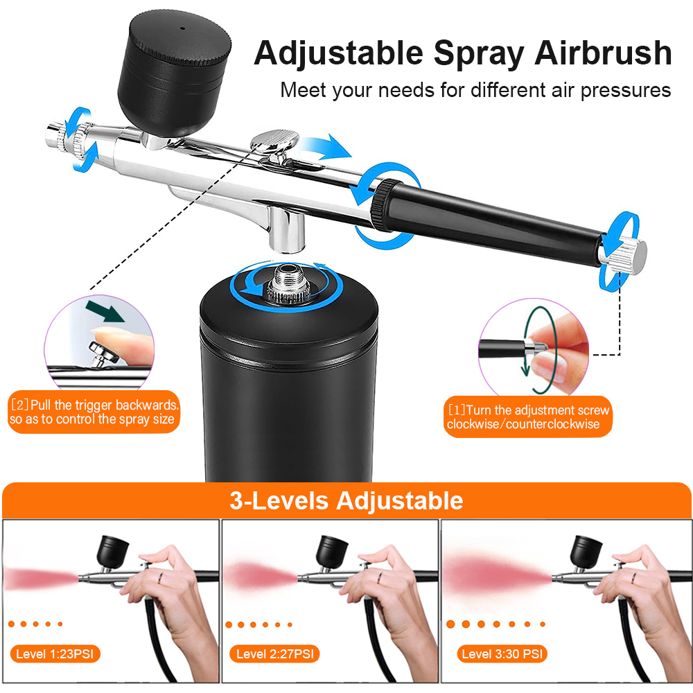 コンプレッサー付きエアブラシ ポータブルエアブラシペイントス - Spray Gun Air Compressor Kit のレビューと価格