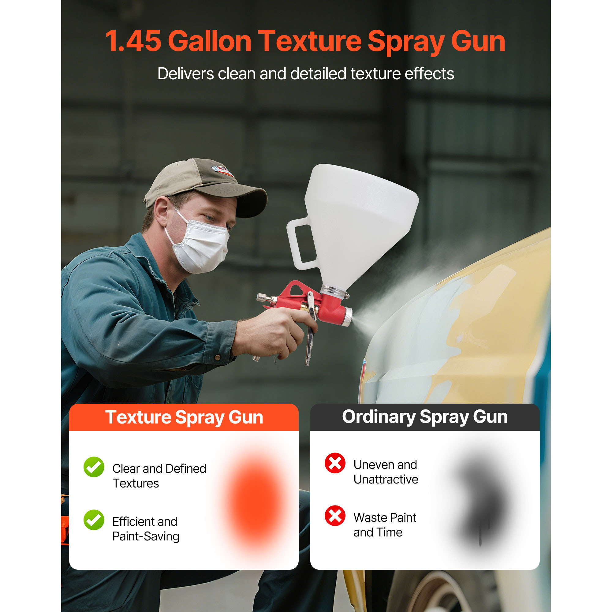 SucceBuyエアテクスチャスプレーガン1.45ガロンエア - Texture Spray Hopper Gun のレビューと価格