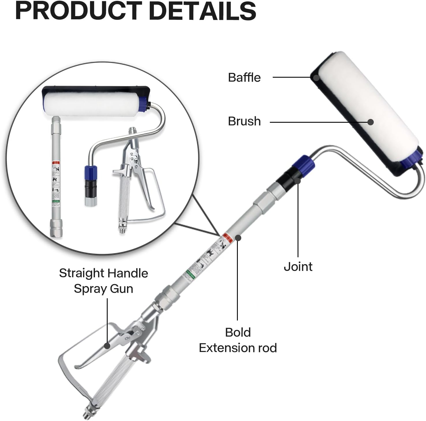 高圧エアレススプレーガン用、ワンドパワーウォールブラシ付き、 - Paint Sprayer Extension Pole のレビューと価格