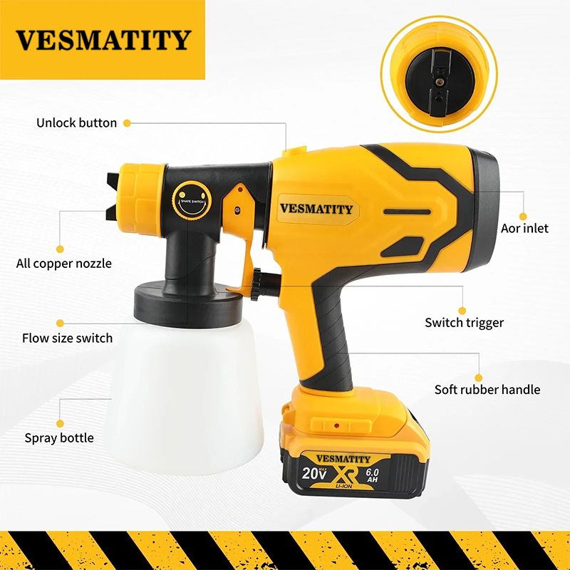 20Vバッテリー対応、コードレス電動スプレーガン、HVLP方 - Cordless Paint Sprayer 20V のレビューと価格