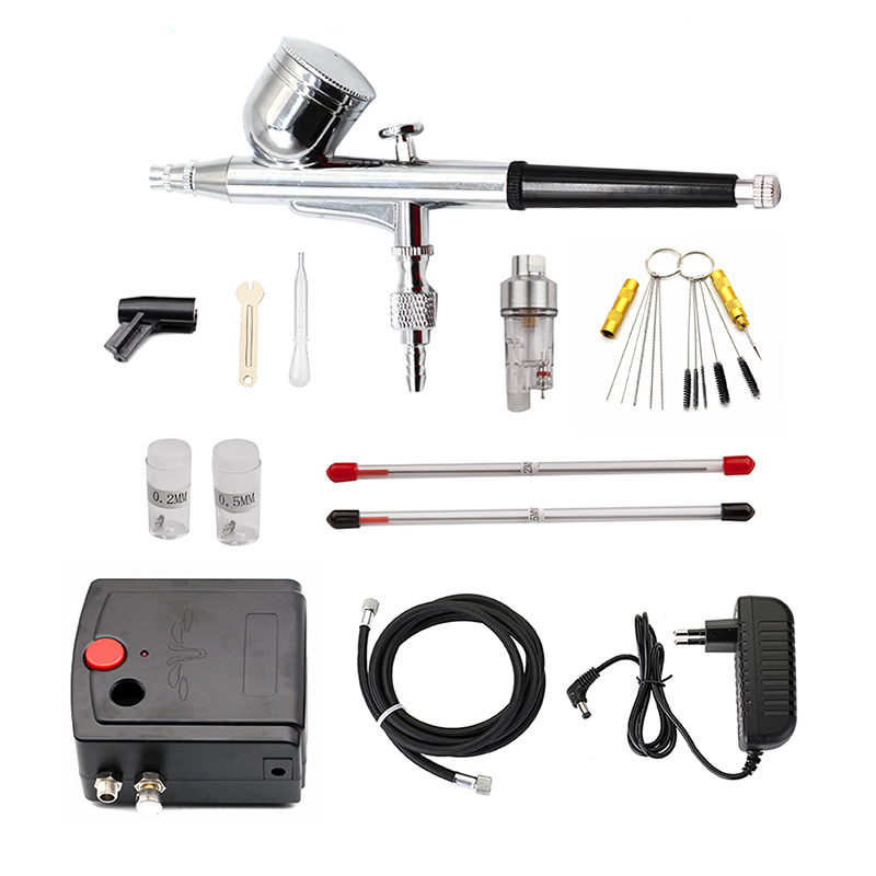 デュアルアクションスプレーガンエアブラシコンプレッサー付き0 - Airbrush Kit Compressor のレビューと価格