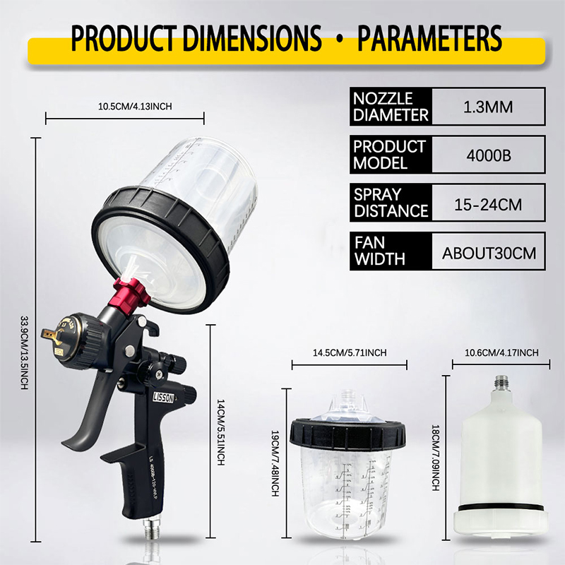 HVLPスプレーガン、アダプターとミキシングタンク付き、自動 - Hvlp Spray Gun Gravity Feed のレビューと価格
