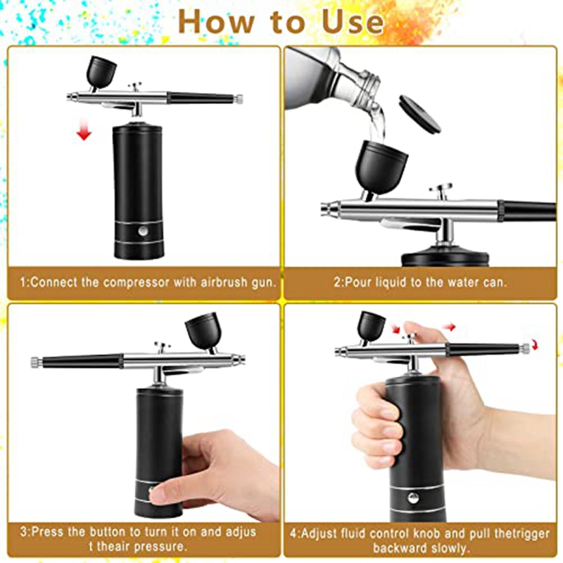 エアブラシキット充電式コードレスエアブラシコンプレッサー、3 - Airbrush Kit Compressor のレビューと価格