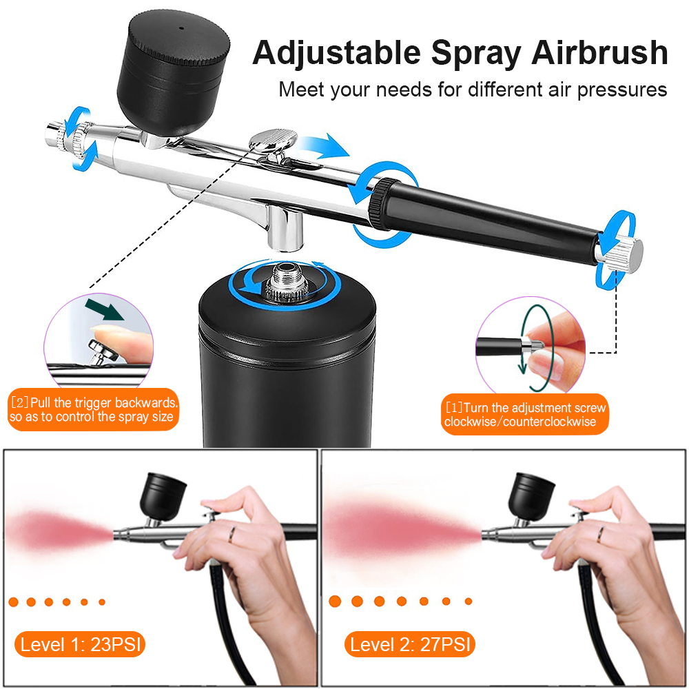 コードレスエアブラシキット。コンプレッサー付きで、持ち運び可 - Spray Gun Air Compressor Kit のレビューと価格
