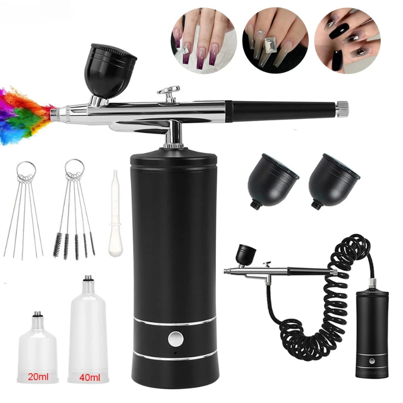 エアブラシネイルアートペイントキット、コンプレッサー付きミニ - Airbrush Kit Compressor のレビューと価格