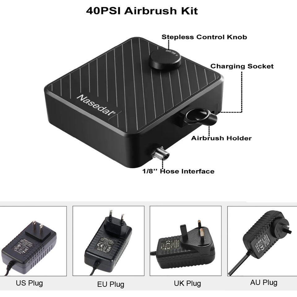 ナセダル エアブラシ エアコンプレッサーキット オートストッ - Spray Gun Air Compressor Kit のレビューと価格
