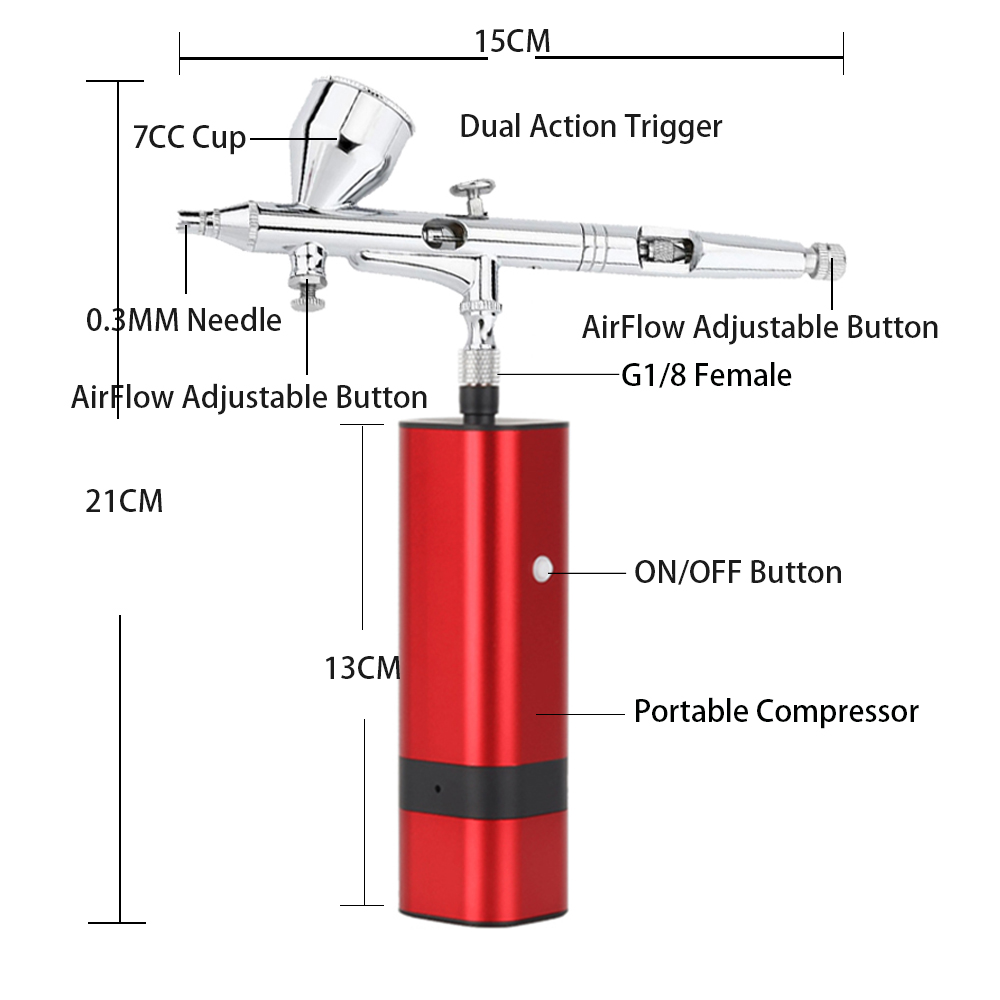 リボ-電動コードレスエアブラシ,小型シングルダブルアクション - Spray Gun Air Compressor Kit のレビューと価格