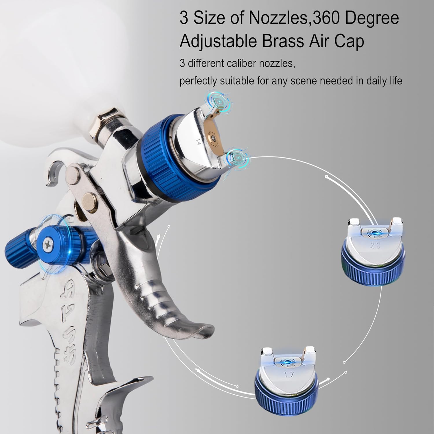 600mlのプラスチック製塗料カップと3種類のノズル、重力供 - Hvlp Spray Gun Gravity Feed のレビューと価格