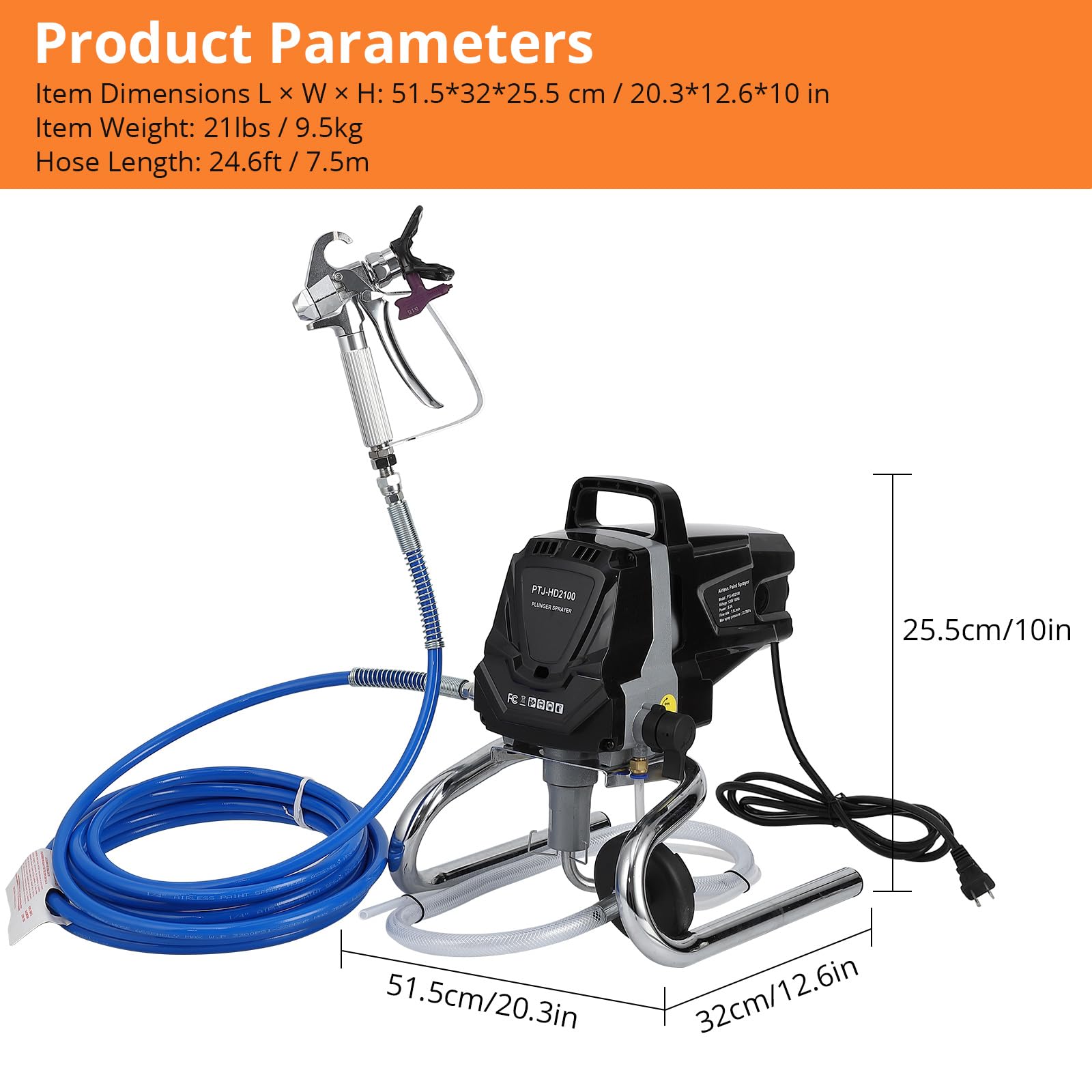1010W高効率エアレスペイントスプレーヤー – 3000P - Airless Paint Sprayer 3000Psi のレビューと価格